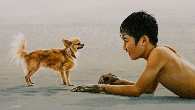 少年と愛犬☆油彩画【愛しくて】〜I LOVE LEON〜|色彩のソムリエ(画家)|coconalaブログ